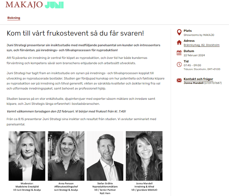 Inbjudan till lunchseminarium om kundperspektiv på inrednings- och tillvalsprocesser i nyproduktion